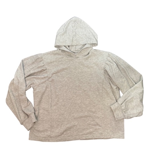 Wonderly Tops - Wonderly Womens XL Heather Gray Puff Sleeve Hooded Pullover Sweatshirt Relaxed